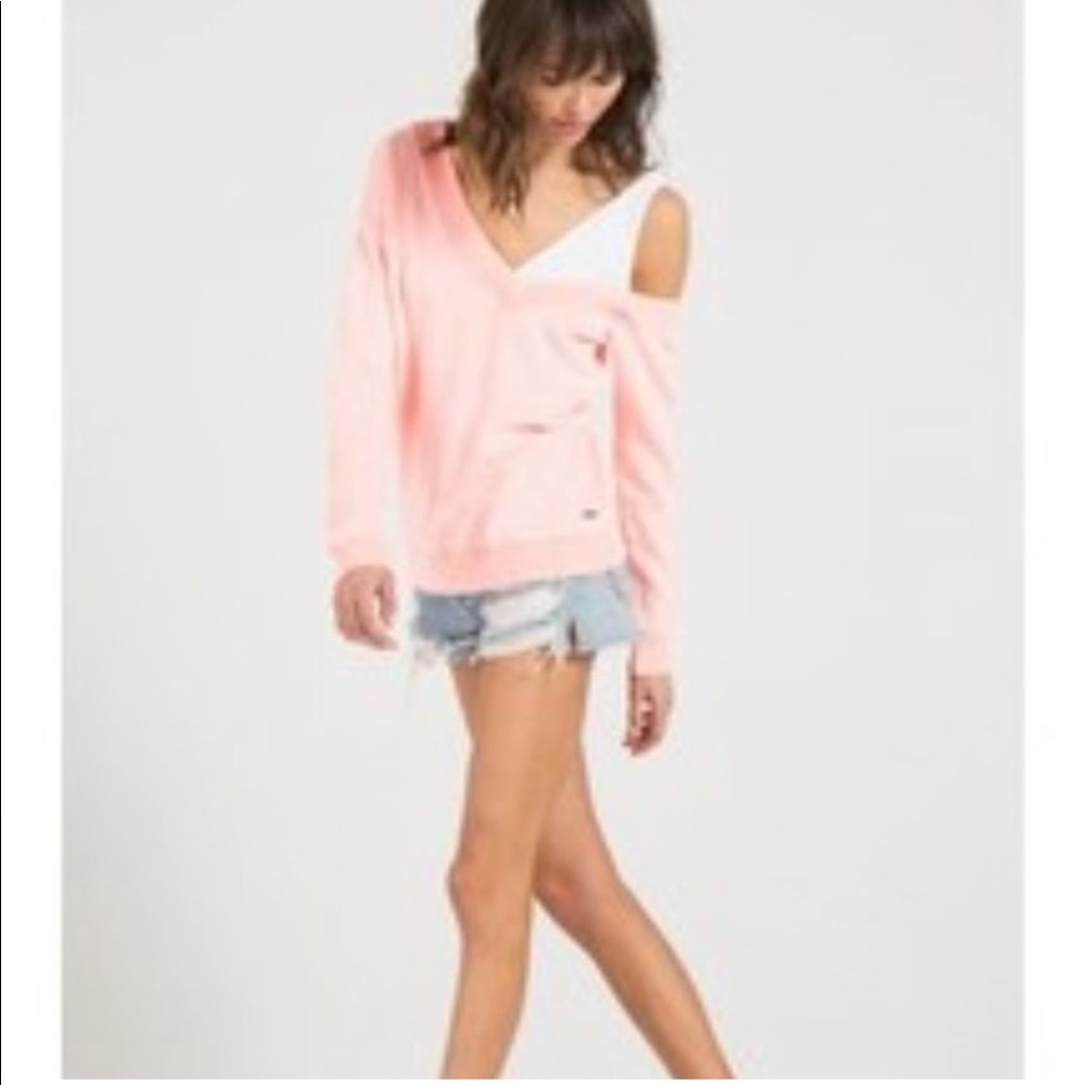 NWT n:Philanthropy Valero Neon Coral Off Shoulder Sweater Size Medium